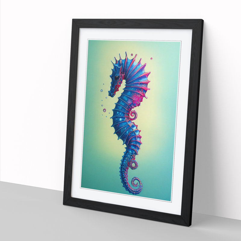 Seahorse Vol.4 - Single Picture Frame Print, 64cm H x 46cm W x 2cm D, Black