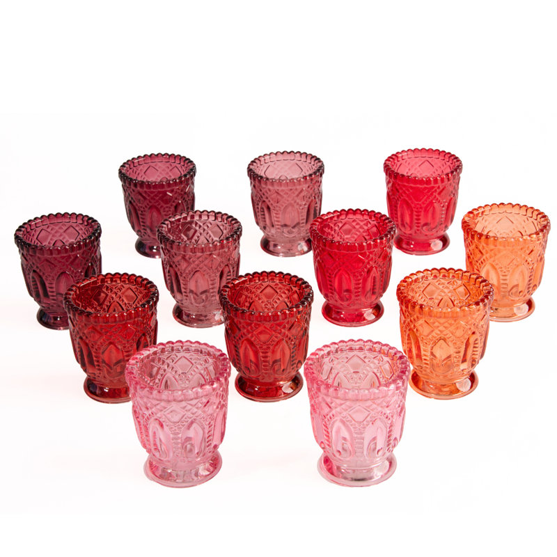 3'' H Glass Votive Holder, Red