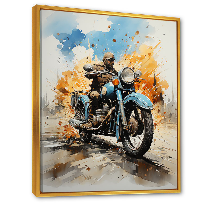 Industrial Industrial Moto I, H 44 po x l 34 po x P 1,5 po, Cadre flottant doré