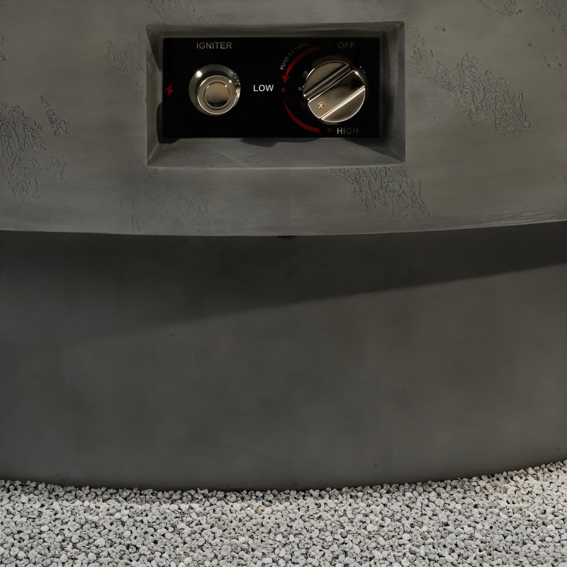 Table ronde de foyer d'extérieur 50 000 BTU avec couvercle de brûleur, pierres en verre, couvercle