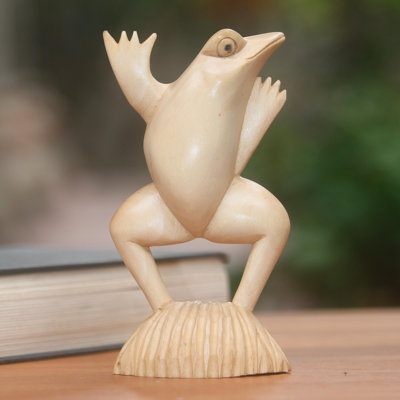 Statuette grenouille et bois