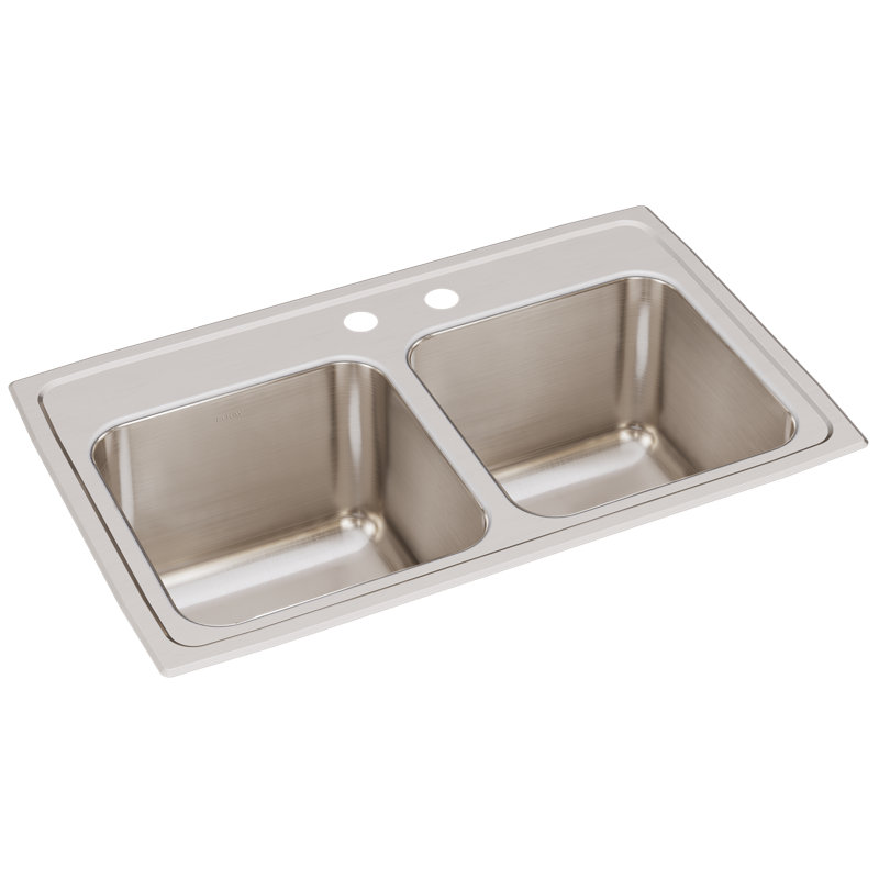 Évier de cuisine à double cuve l 29 po x l 18 po Lustertone, Trou MR2