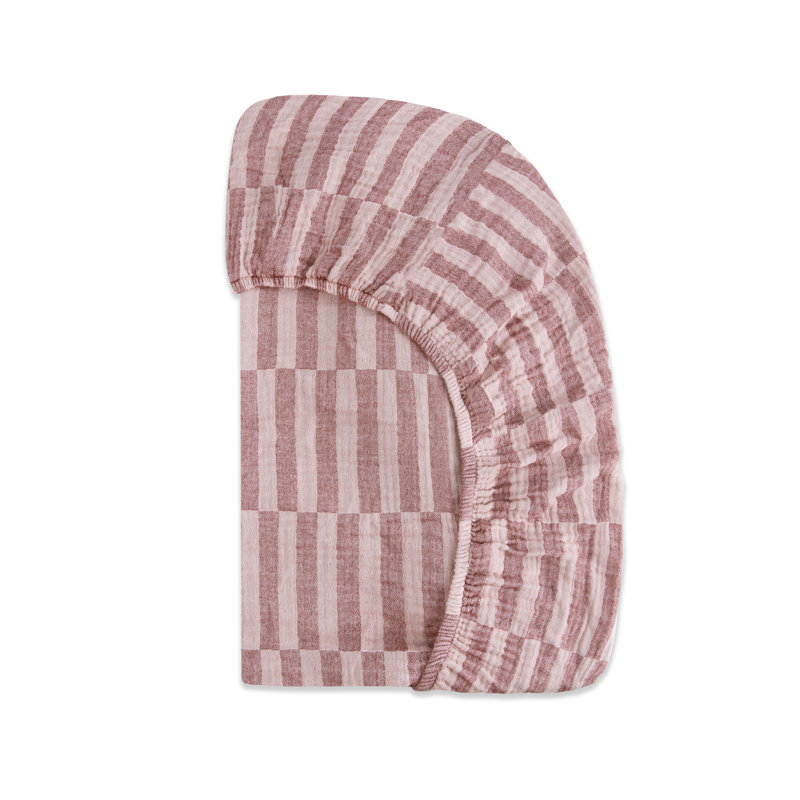 Maroon Stripe Muslin Mini Crib Sheet