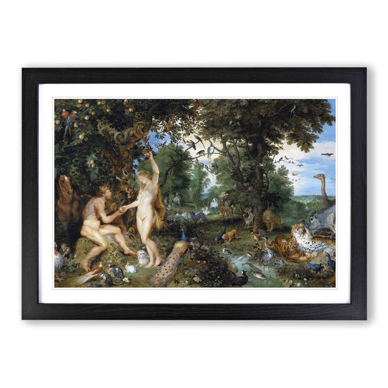 The Garden of Eden with the Fall of Man by Peter Paul Rubens - Framed Print, Black