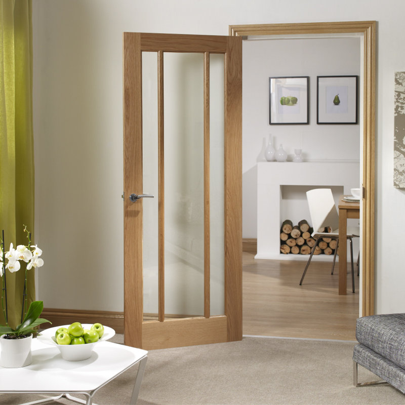 Internal Glazed Oak Worcester 3 Light, 1981mm H x 610mm W x 35mm D