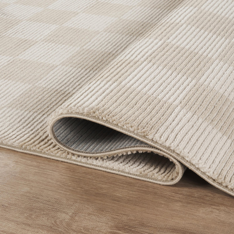 Tapis crème à carreaux lavable à la machine Abani Rugs Lars, Rectangle 7 pi 6 po x 10 pi 2 po