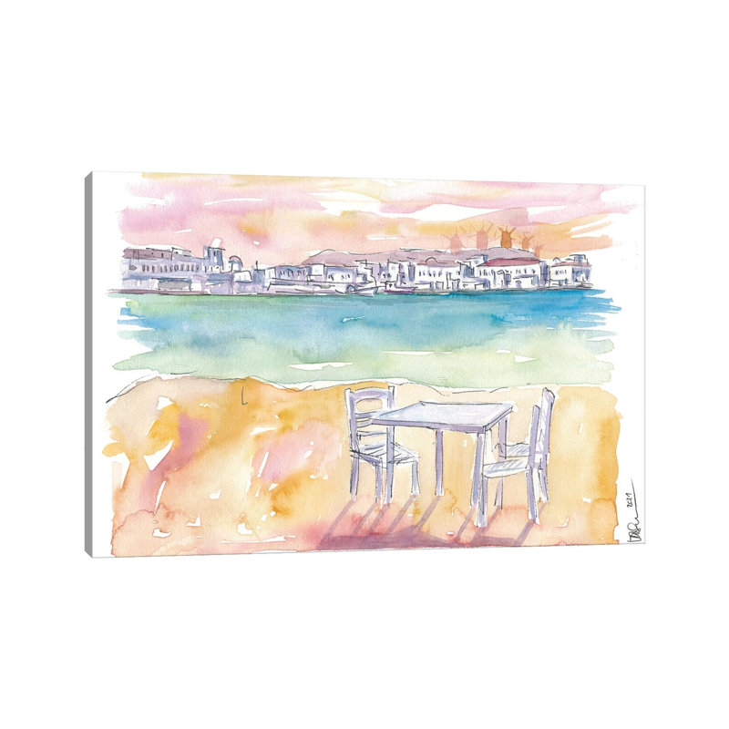 Relaxing On Splendid Island Of Mykonos Greece by Markus & Martina Bleichner - Wrapped Canvas Gallery-Wrapped Canvas Giclée