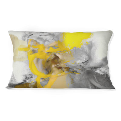 Jaune moutarde et gris vif I - coussin imprimé