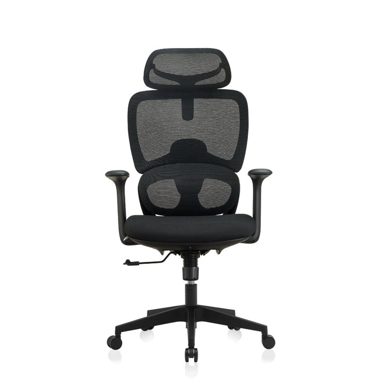 Saif Polyester Office Chair with Headrest, Black