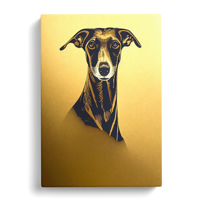 Greyhound Gold Leaf - Wrapped Canvas, 60cm H x 40cm W x 3cm D