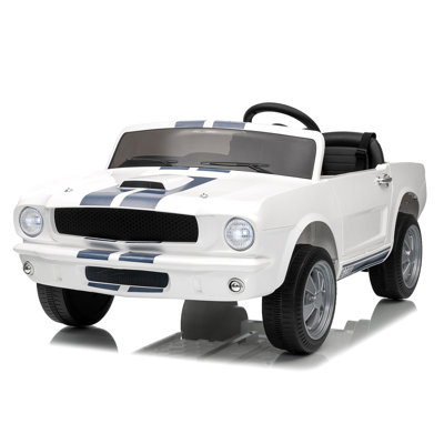 24V 2 Seater Kids Ride On Electric Car Shelby GT350 with Remote Control, Safety Belt, LED Lights, 2 Speeds, White