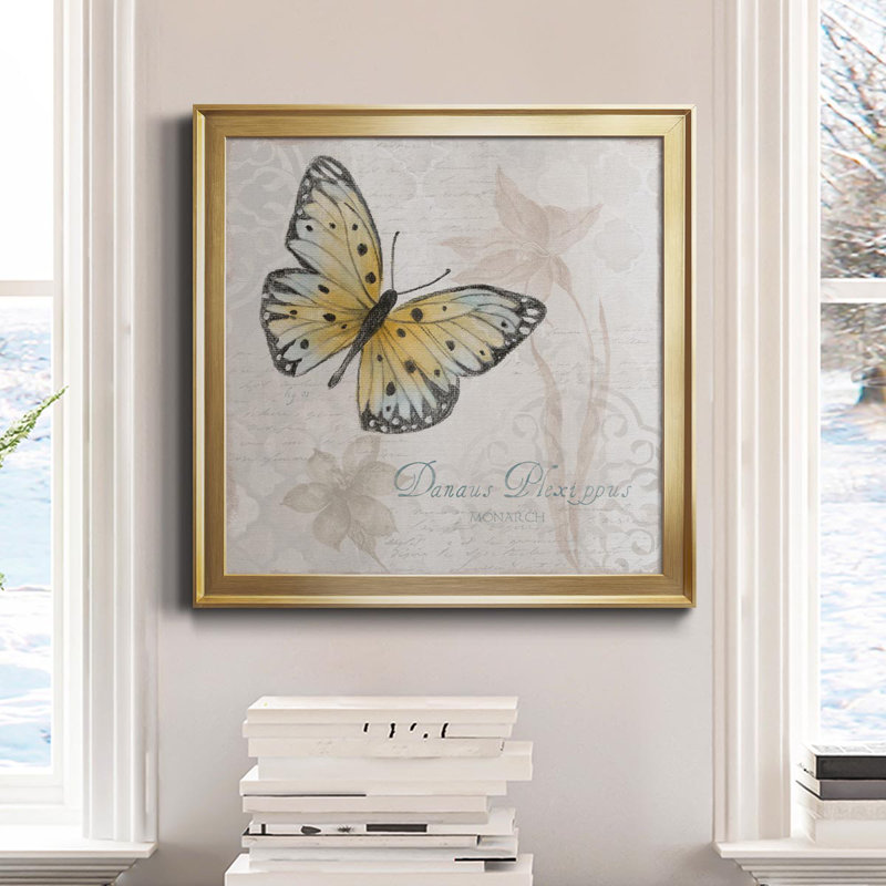 Carte postale papillon I - reproduction d'art sur toile, H 30,5 po x l 30,5 po x P 1,5 po, Or