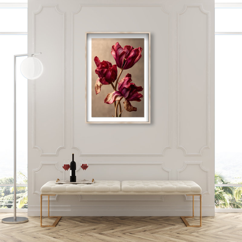 Dark Silk Remains Print by Oliver Gal, 31.5"H x 46.5"W, Natural Oak Shadowbox