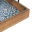 Ensemble de 2 plateaux décoratifs floraux en bois brun avec motifs de tuiles de 23 po x 19 po