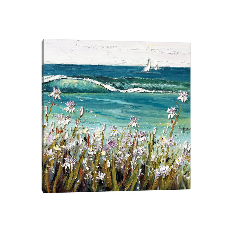 Coastal Irises by Lisa Elley - Wrapped Canvas Painting, 30.48 cm H x 30.48 cm W