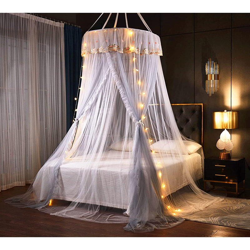 Bed Canopy, Gray/White