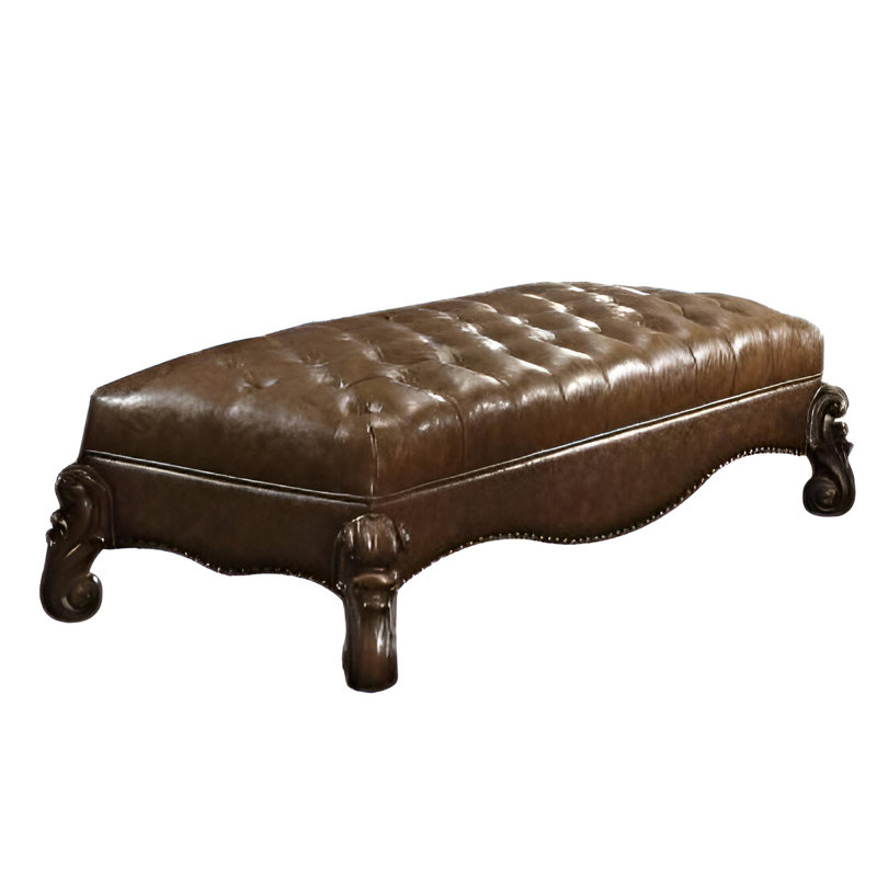 Banc rembourré 65 po en similicuir touffeté brun 65 po