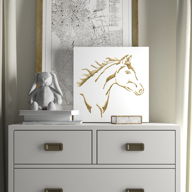 «Gilded Filly» sur acrylique blanche par Christ Paschke - reproduction d'art sur toile, H 18" x l 18" x P 1", Toile tendue