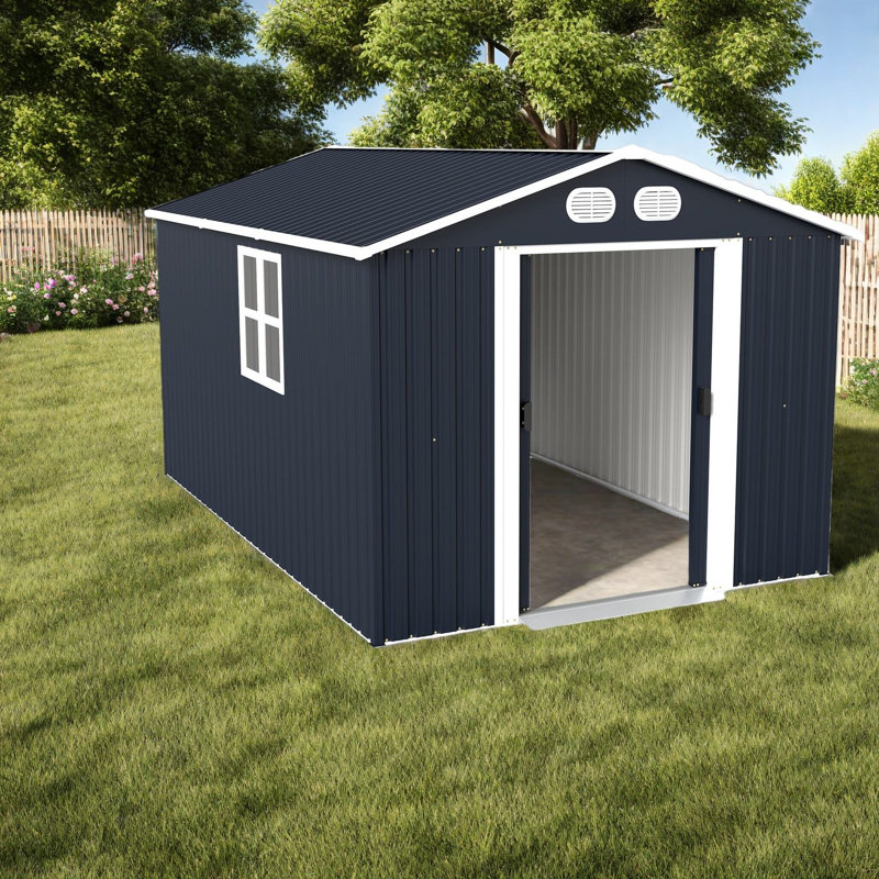 Remise spacieuse en métal 8 pi x 12 pi, remise de jardin moderne verrouillable