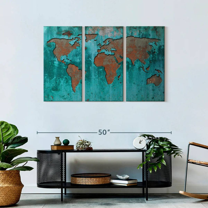 Impression sur mappemonde, impression sur toile, H 28 po x l 45 po x 1,25 po