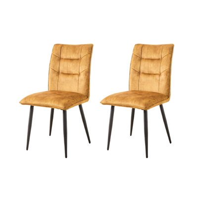 Contemporary, 2 , Modern Dining Chairs, Velvet, Soft Cushioned Seats, Iron Frames, Mustard Gray, Tapered Metal Legs, Industrial Spaces, High Foam, Ergonomic , Easy Upholstery, Bold Yellow, Subtle