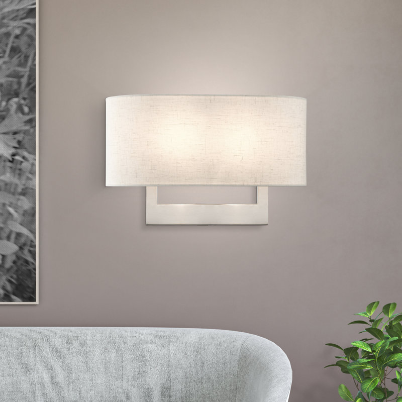 Applique murale en acier Rakhee, Nickel brossé, Beige, H 9,5 po x l 15 po x P 3,95 po