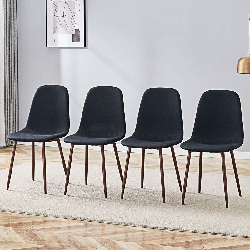 Upholstery Dining Chairs Set Of 4, Walnut, Black