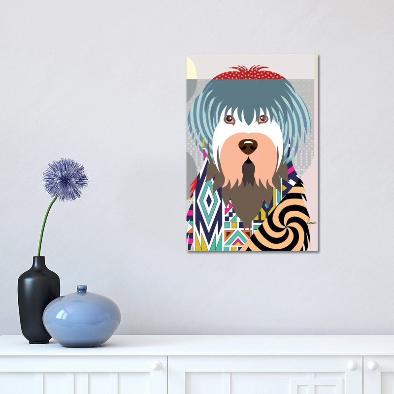 «Old English Sheepdog» par Lanre Studio, impression sur toile tendue, H 18 po x l 12 po x 1,5 po