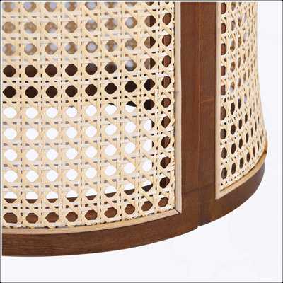 Table de bout ronde chic 15,70 po, table d'appoint en rotin tissé creux, petite table de chevet en bois d'hévéa, assemblage facile