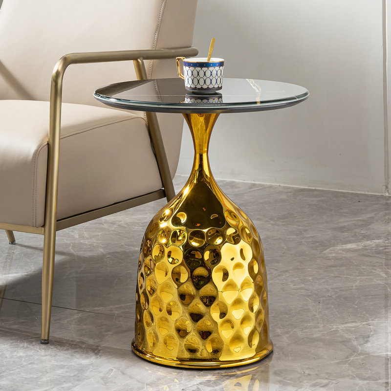 Table d'appoint pour canapé, table basse à plateau rond en fer, table de chevet de chambre à coucher / table de loisirs, table à thé avec balcon après-midi / table décontractée