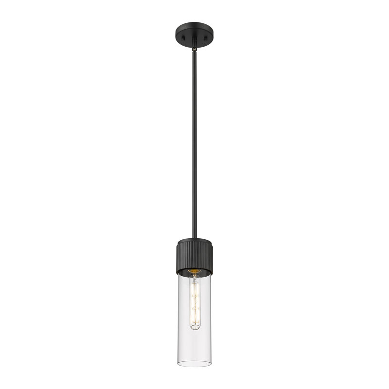 Maiza 1 - Light Single Drop Pendant Pendant, Clear, 13.5" H x 4" W x 4" D, Matte Black