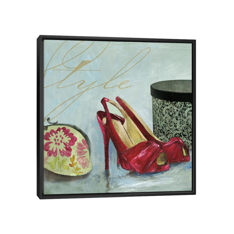 « style chaussures », reproduction sur toile, H 18 po x l 18 po x P 1,5 po, Toile avec cadre noir, Pas de tapis