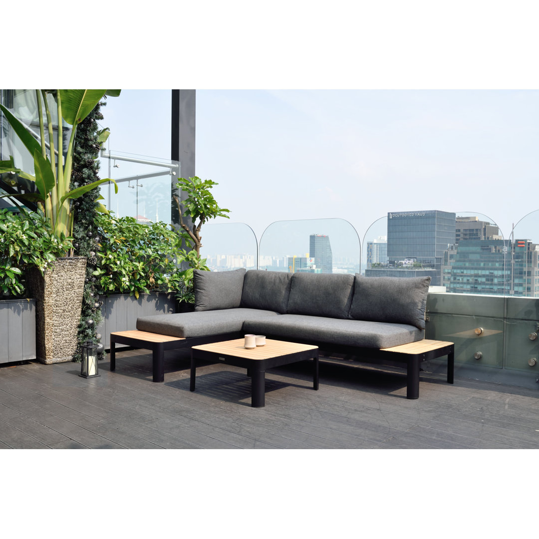 Brix 3pc FSC Certified Teak Outdoor Patio Seating Set with Cushions Wade Logan®