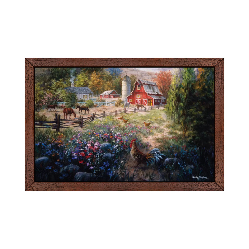 Grazing The Fertile Farmland by Nicky Boehme - Floater Frame Painting on Canvas, 152.5 cm H x 101.5 cm W, Brown