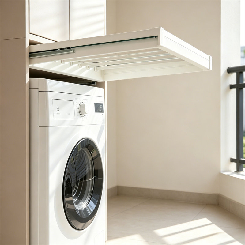 Système de rangement pour vêtements rétractable avec étagère à vêtements dissimulée, H 2,28 po x l 25,98 po x P 17,71 po