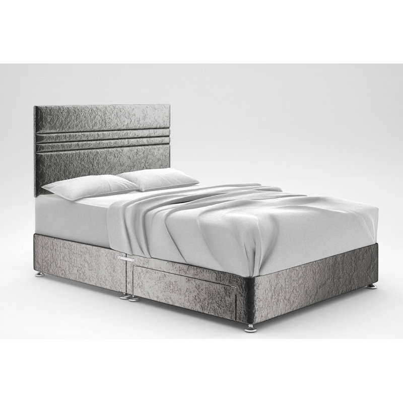 Ostara Divan Bed Base, 2 Drawers Same Side, Silver, Small Single (2'6)