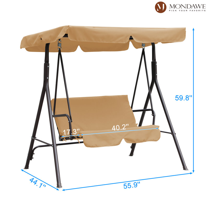 2 Person Porch Swing with Canopy, Khaki