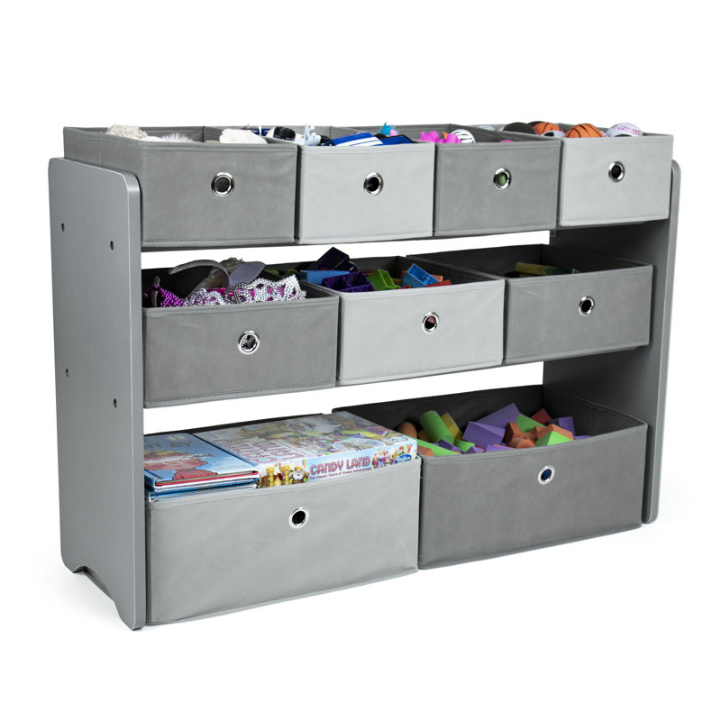 Milas Toy Organizer with Bins, Grey