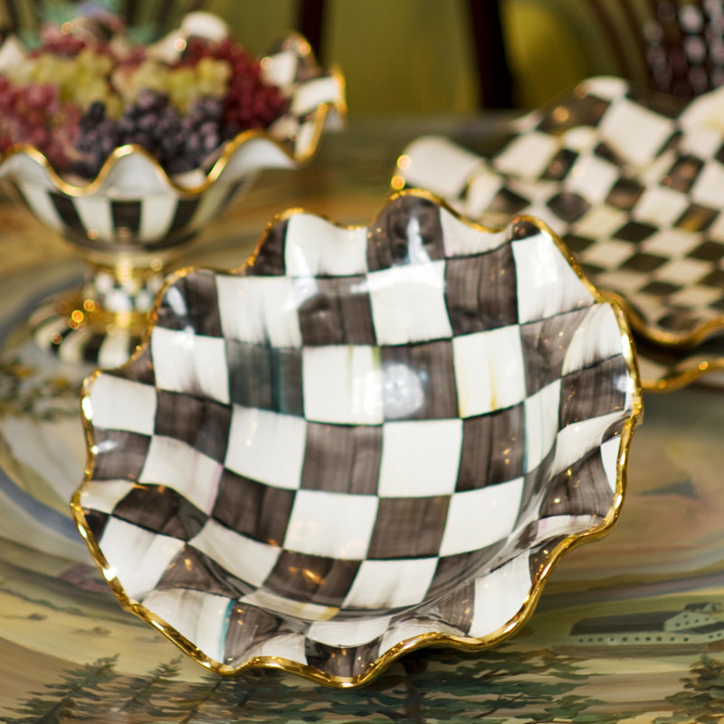 Courtly Check® Ceramic Fluted Bowl, 4.5" H x 14" W x 14" D
