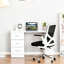 White 47" Computer Desk Bookcase With 3 Drawers & Storage Shelf, Modern Office Workstation For Home, Spacious Desktop And Shelf Space - Home Office, Bedroom, Dorm, Apartment