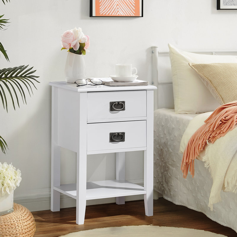 Miramontes 15.7'' W Nightstand, White, Set of 2