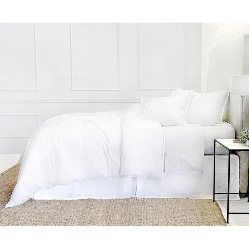 Parker White 100% Cotton 300 TC Modern & Contemporary 3 Piece Duvet Cover Set, Rayon from Bamboo, Ivory