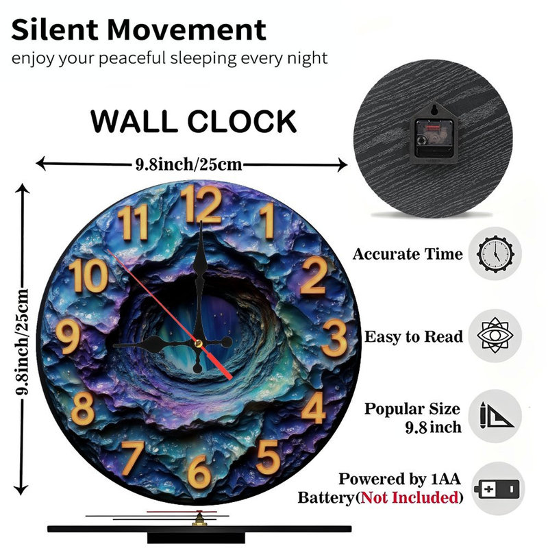 Horloge avec chiffres autour du tourbillon cosmique