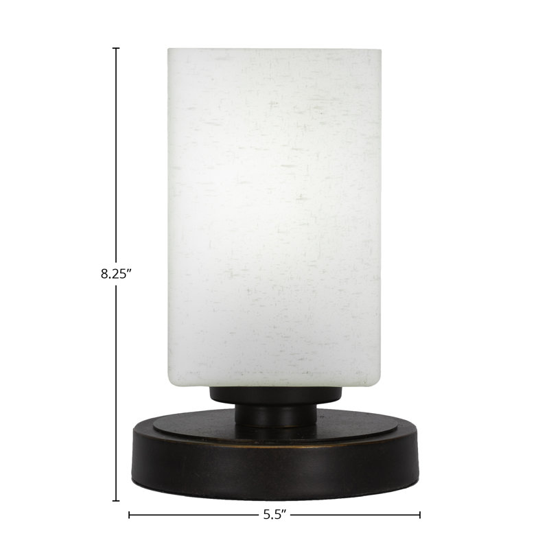 Lampe d'appoint Aneka montrée en granit foncé avec verre carré de 4 po, Blanc