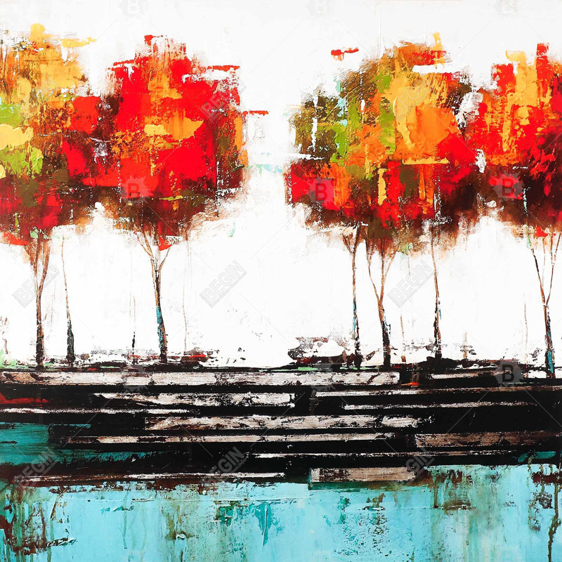 Modern style trees - 20"x20" Throw pillow - Poly twill - Print on demand