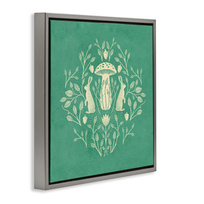 Floral Herbs With Rabbits Framed Floater Canvas Wall Art By Katie O'Shea