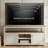 Savannah 58" Wide 2-Door TV Cabinet Ivory with Natural Wood Top