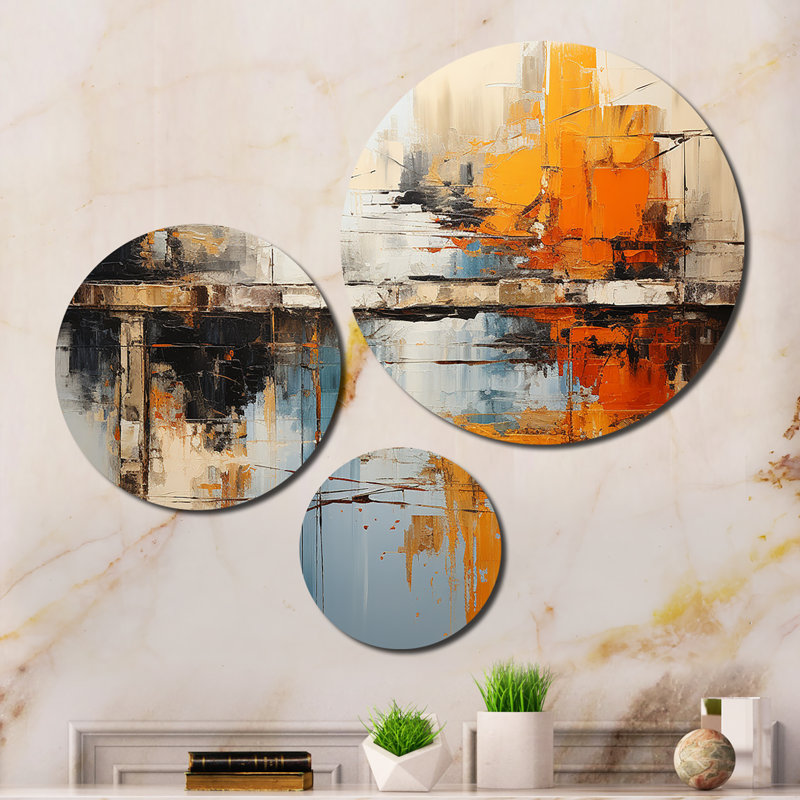 Ensemble de 3 décorations murales orange et orange