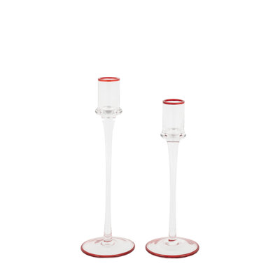 2 Piece Glass Tabletop Candlestick Set