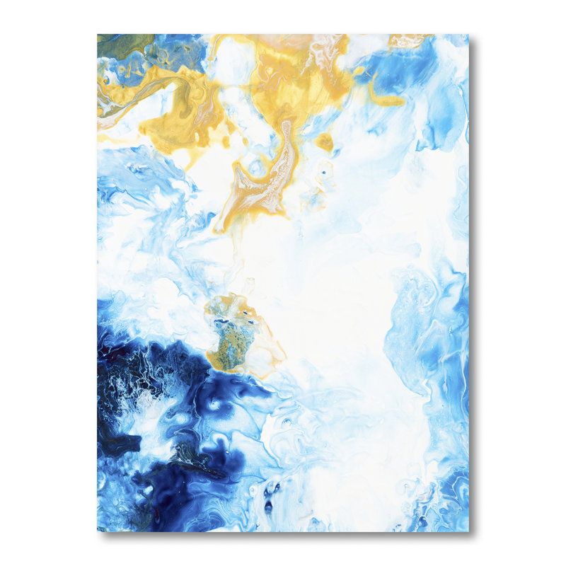 «Blue and White», peinture sur toile, H 20 po x l 12 po, Toile tendue